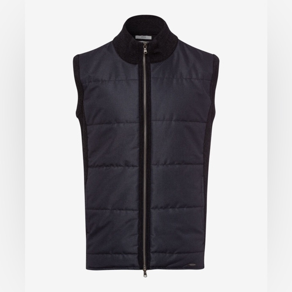 Brax | Men's Sleeveless Wyatt Cardigan Puffer Zip Vest | Slate/Black | Size: Med